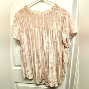 Loft crushed velvet light blush blouse